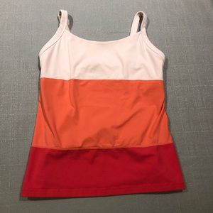 Lululemon Coral Pink Red Orange striped tank top 8